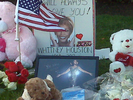Whitney Houston, The Queen of Pop: Makeshift Memorial at the Beverly Hills Hotel Where Whitney Houston Was Found Dead in Her Hotel Room, Luxury Suite #434