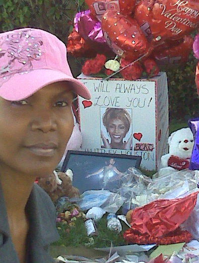 At Whitney Houston's Makeshift Memorial at the Beverly Hills Hotel Where Whitney Houston Was Found Dead in Her Hotel Room, Luxury Suite #434.